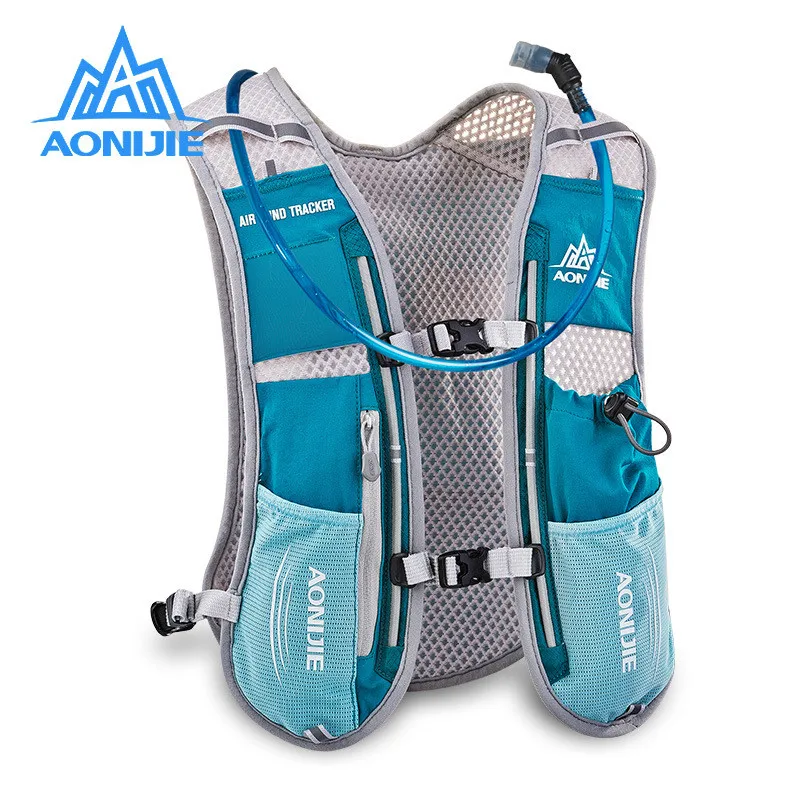 AONIJIE E913 Cyan Men&Women 5L Running Backpack Outdoor Sport Racing Marathon Hiking Fitness Bag Hydration Vest Pack Lightweight