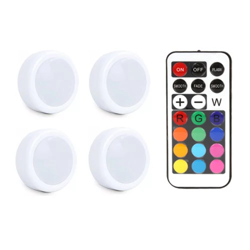4 Lamps 1 Controller Светодиодная подсветка под шкаф шайба сенсорный датчик RGB 12 цветов затемнения 21 ключ беспроводной шкаф лестница Прихожая шкаф ночник - Цвет: 4 Lamps 1 Controller