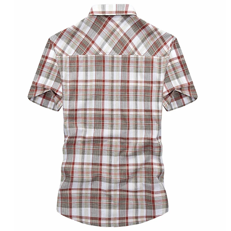 Рубашка мужская в клетку с коротким рукавом брендовая Повседневная хлопковая