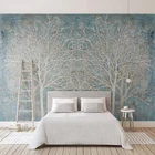 Фотобумага 3D на заказ, Настенная роспись в современном синем дереве, в скандинавском стиле, креативный фон для гостиной, спальни, художественная декоративная бумага
