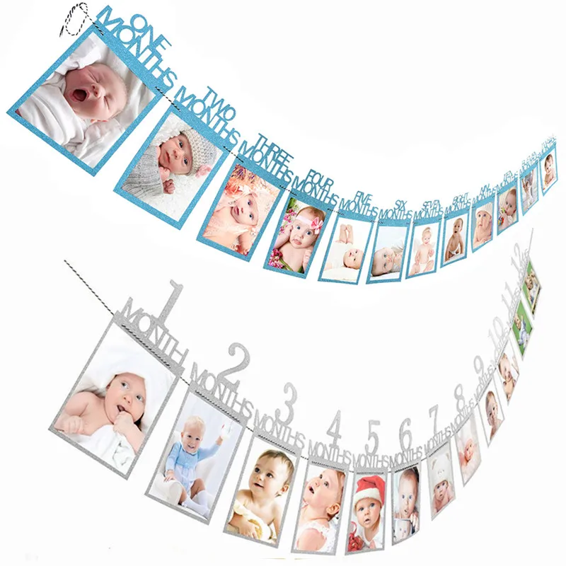 12 месяцы фоторамка баннер для ребенка первые декорации с днем рождения первый