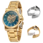 Часы-скелетоны WINNER женские, брендовые роскошные механические Автоматические золотистые, с полым ремешком, подарок