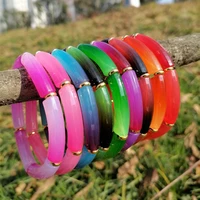 fishsheep trend bohemian acrylic bamboo bracelet for women girl resin colorful stretchy beaded charm bracelets bangles wristband