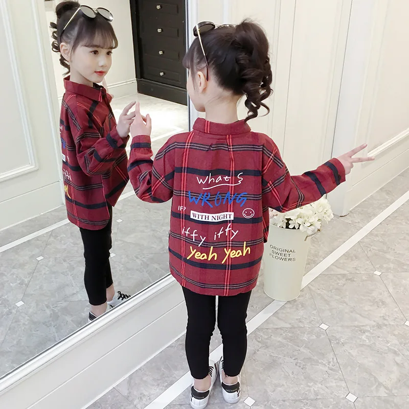 Детская блузка для девочек 2019 хлопковые школьные рубашки с длинными рукавами