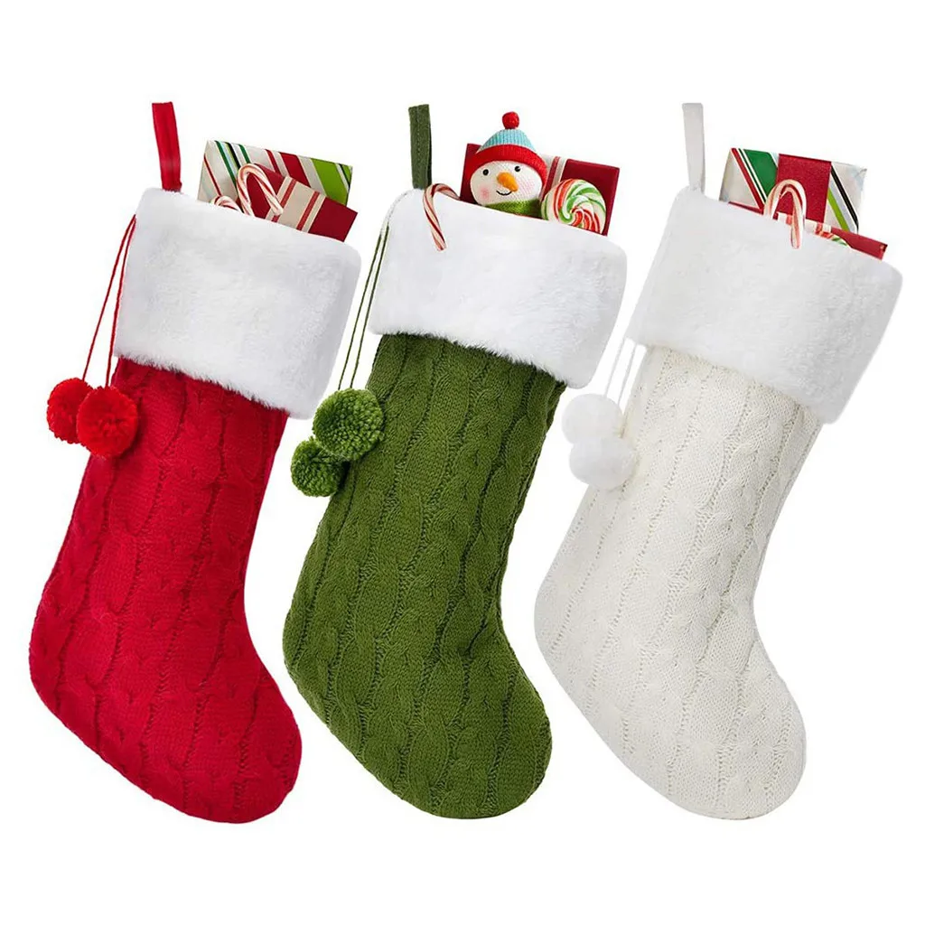 Рождественские Мини чулки разноцветные клетчатые с плюшевой манжета