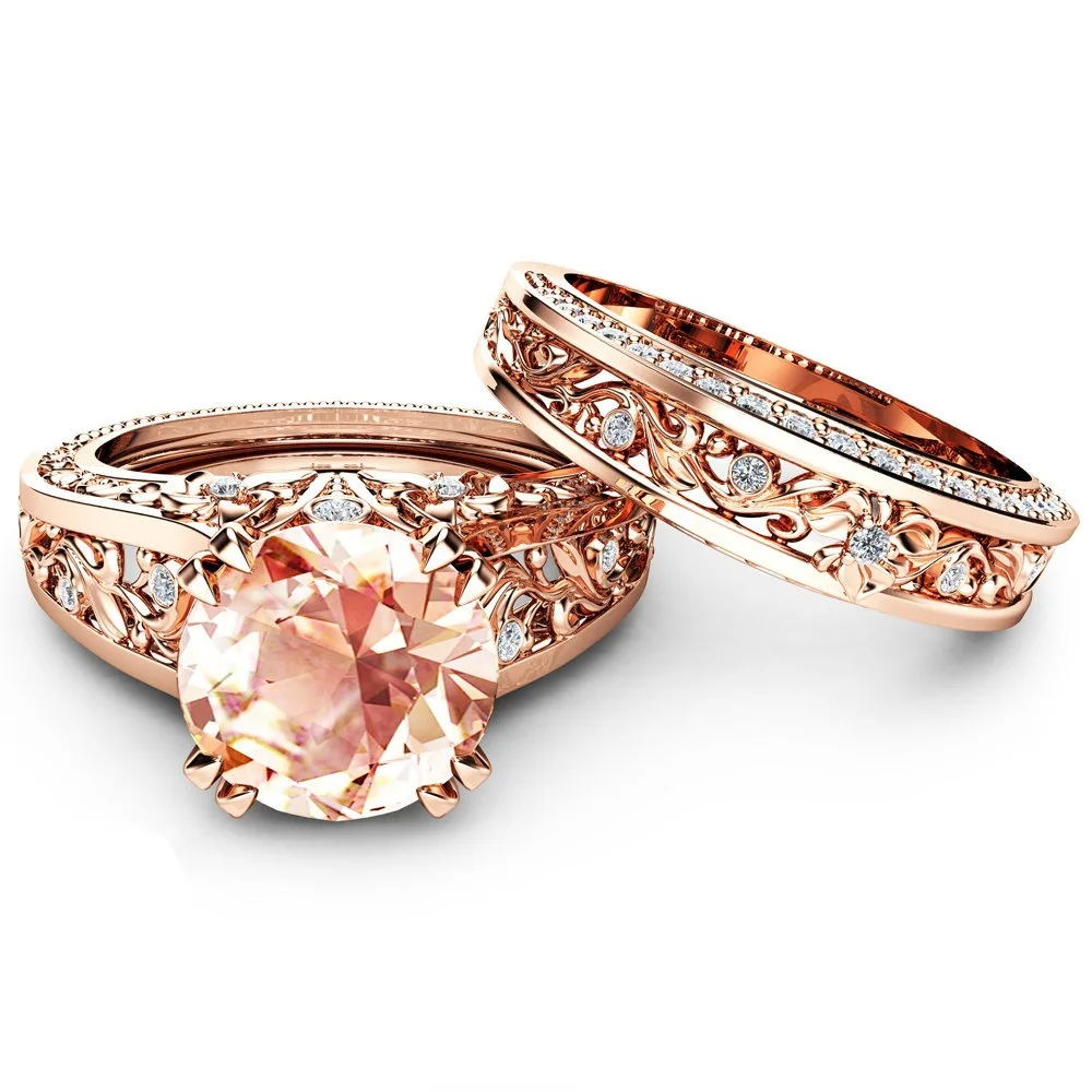 

HOYON 14K Rose Gold color Mujer Engagement Ring for Women Anillos De Bizuteria Ametrine Bague or Jewelry Ring Bijoux Femme Anel