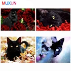 Алмазная вышивка Черный кот, новинка, 3D Алмазная живопись, вышивка крестиком, животное, 5D Алмазная мозаика, украшение для домашнего искусства, Lx43