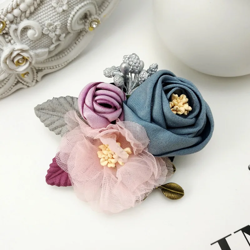 Handmage ткань брошь в форме цветка и модная бутоньерка простой штырь отворотом