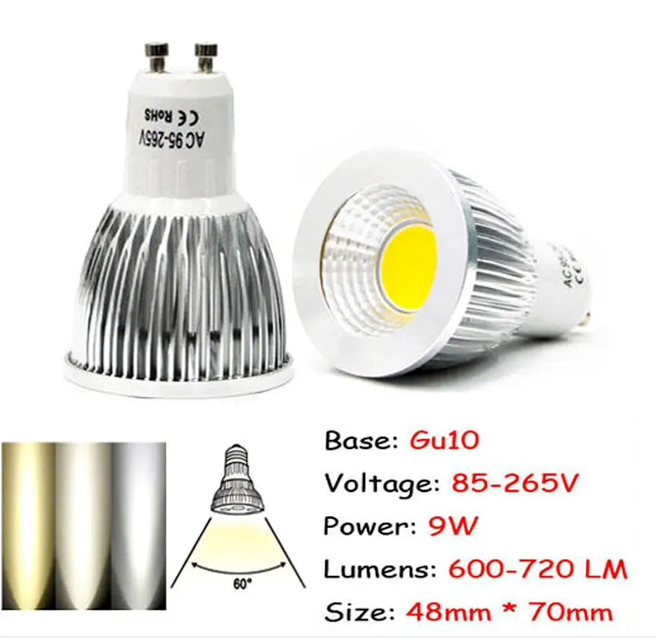 Горячая Распродажа COB светодиодный ные лампы Ultra Bright MR16/GU10/E27/E14 CREE точесветильник 9