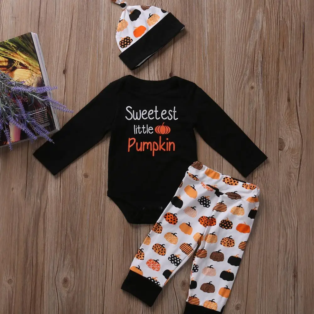 Костюм на Хэллоуин для детей 0-2 лет костюм с тыквой из 3-х предметов черной