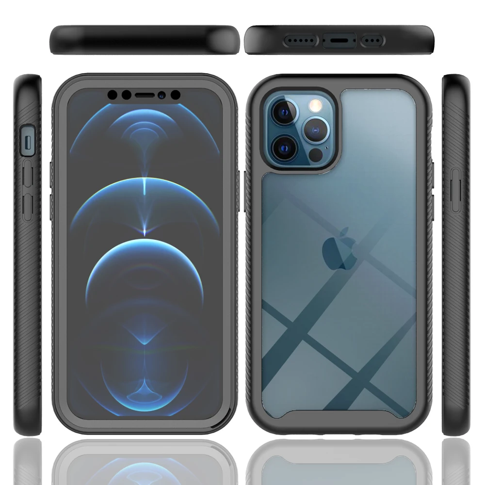 360 Прозрачный чехол для iPhone 13 12 Mini 11 Pro XS Max X 7 8 6 6S Plus полная защита армированный