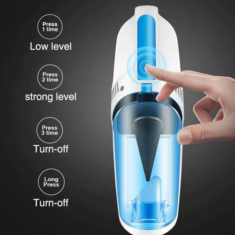 

12V Wireless Handheld Vacuum Car Vacuum Cleaner Mite Removal Instrument with UV Light, for Home and Car Cleaning