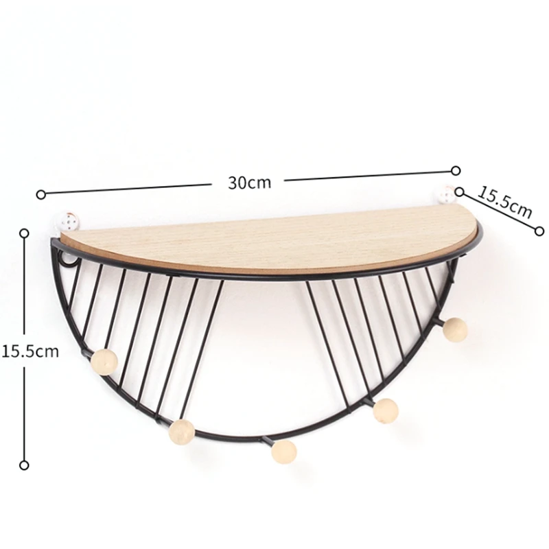 

Wood Shelves Wall Home Living Room Decoration Multi-Function Key Hook Wall Hanging Storage Display Stand
