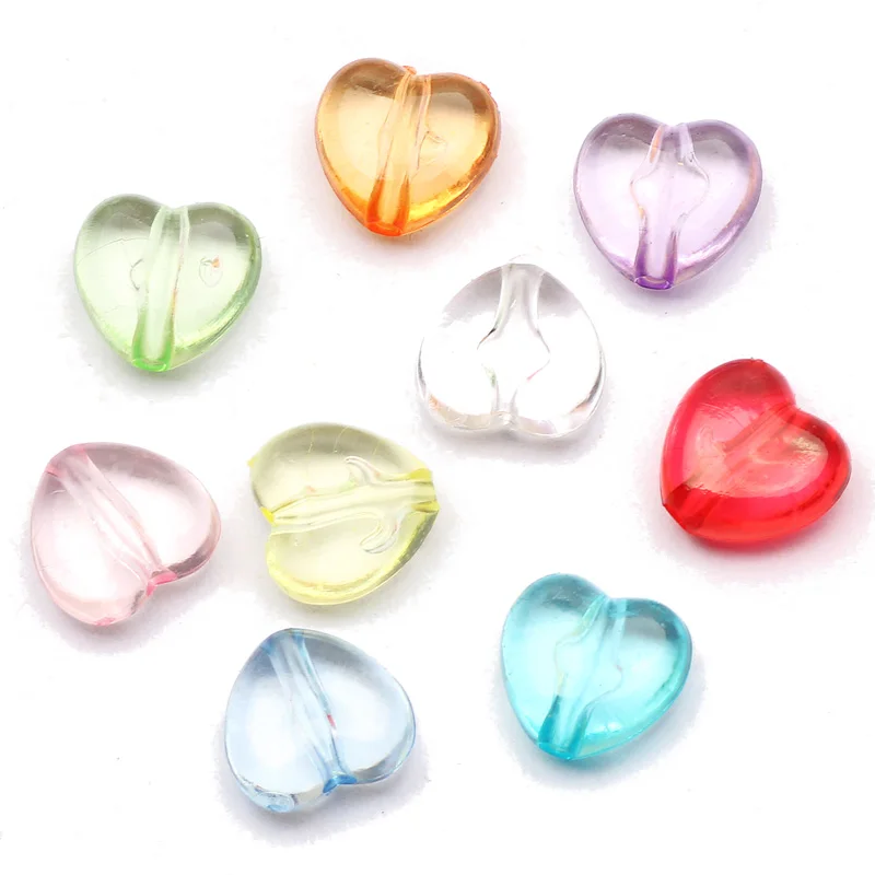50/100/150/200pcs 11mm Transparent Charms Heart Shape Acrylic Beads Loose Spacer For Jewelry Making Diy Bracelet Necklace - купить по