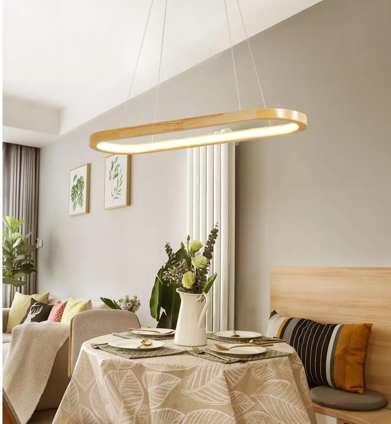 Nordic log restaurant bar chandelier simple Japanese LED fashion creative personality study circle dining room lamp | Лампы и