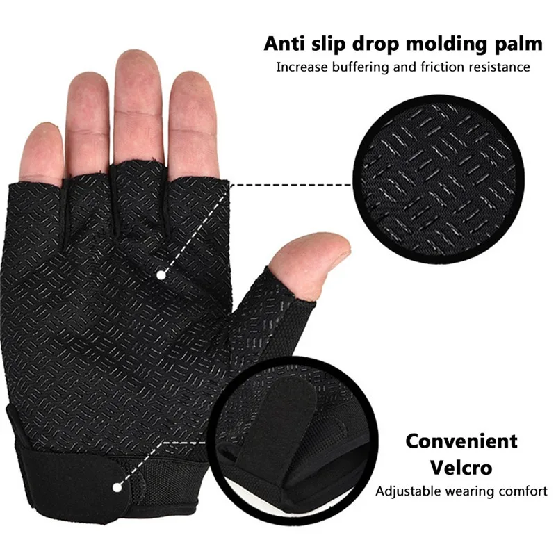 

One Pair Cycling Half-Finger Gloves Anti Slip Outdoor Sport Sun Protection Cycling Gloves Mesh Fabric Sport Bicycle Accessories