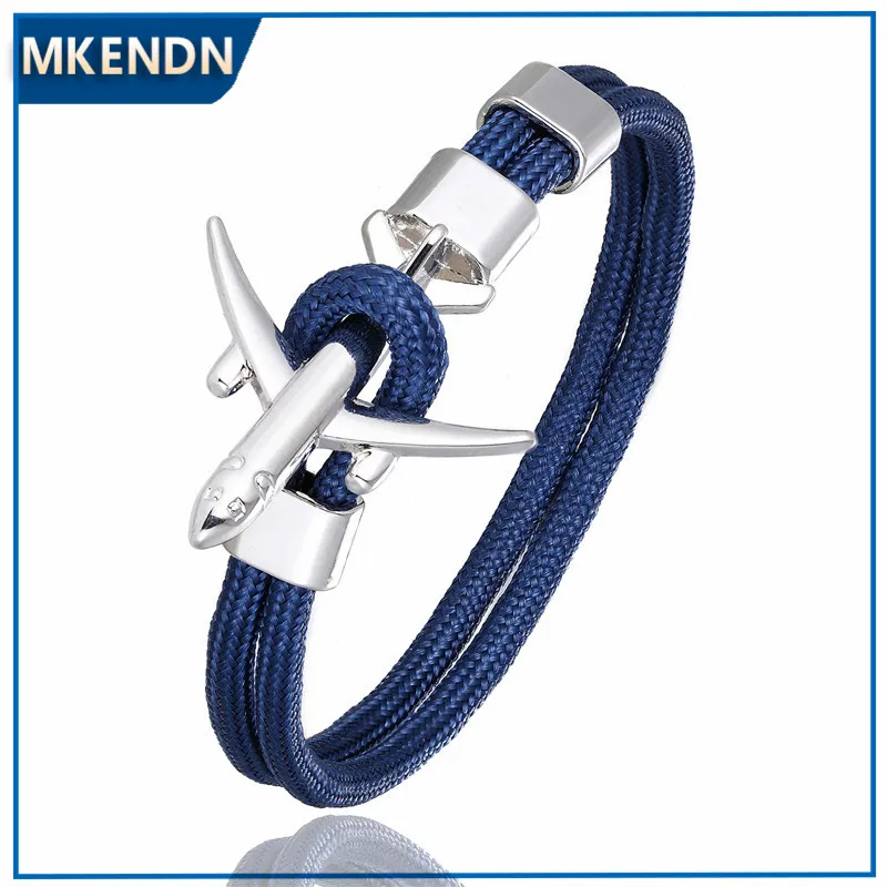 MKENDN Anchor Bracelets Men Women Charm Survival Rope Chain Paracord Bracelet Metal Airplane Hooks Summer Style homme jewelry