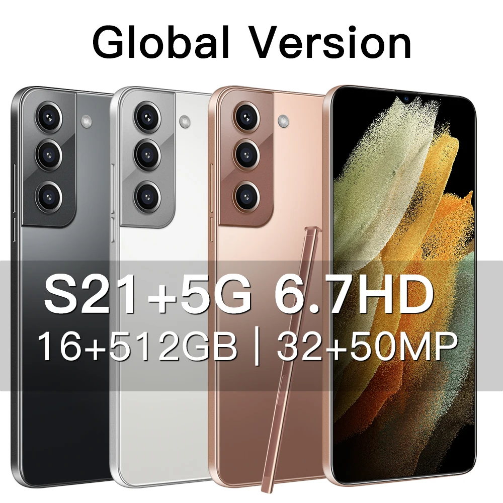 

Samsug S21+ 5G New 6.7Inch 16GB 512G Android11 Global Version Deca Core Smartphone 6800mAh Full Screen LTE Network Mobile Phone