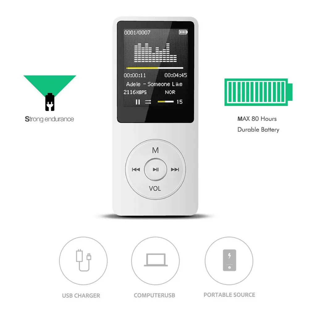 Portable MP3 Player Mini Walkman LCD Screen FM Radio Video Hifi Games Movies E-Books Music Players Built In Microphone | Электроника