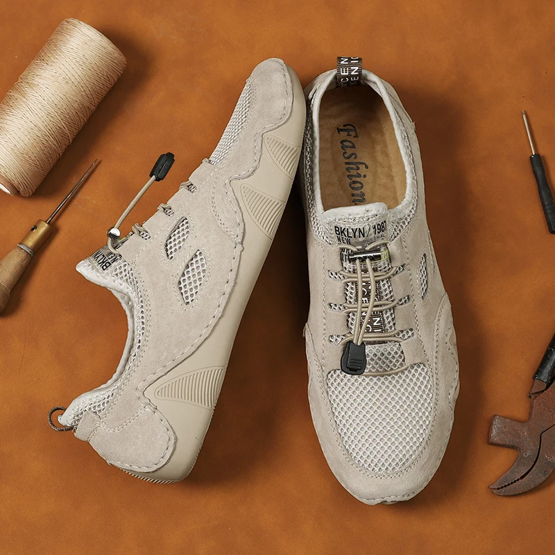 Мужские кроссовки из сетчатой кожи легкие дышащие Нескользящие повседневная