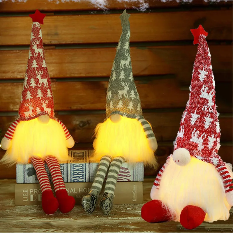 

Merry Christmas LED Luminous Faceless Gnome Decoration Forest Old Man Elf Doll Ornament Navidad New Year Christmas Children Toys