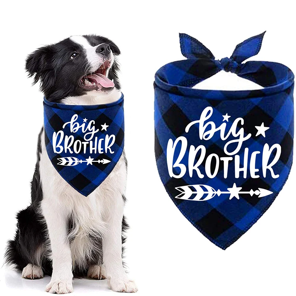 

Big Brother Plaid Dog Bandana Pregnancy Announcement Dog Bandana Gender Reveal Photo Prop Pet Scarf Accessories Pet Scarves