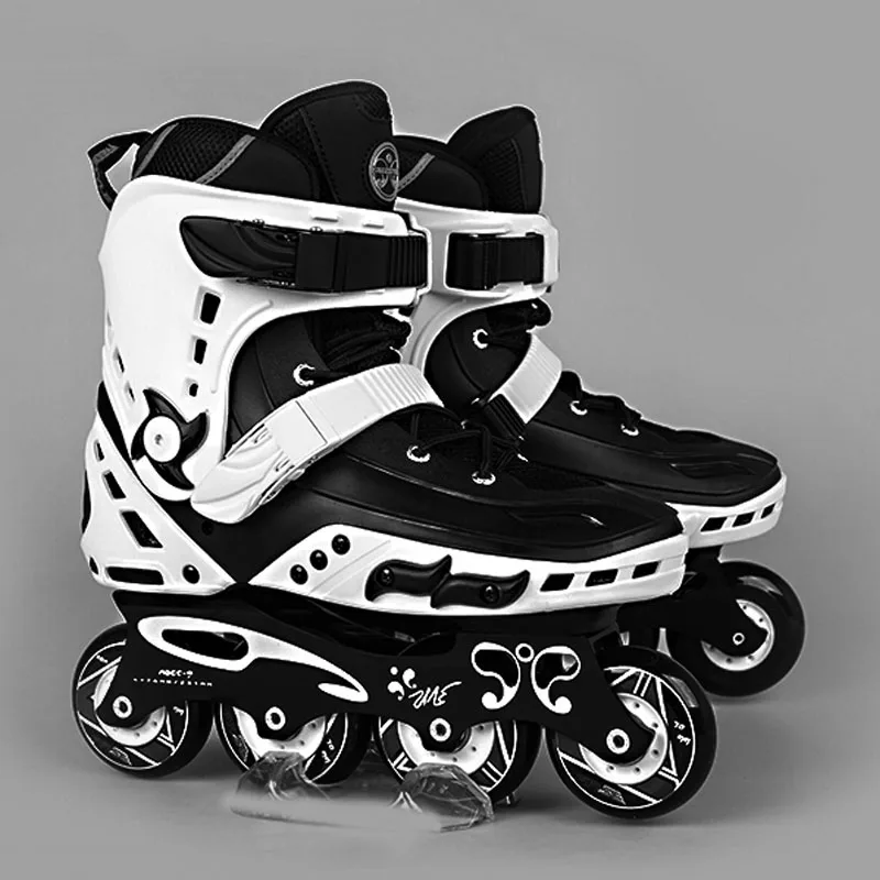 Japy Skate Фристайл MT Профессиональный Инлайн ролики для слалома взрослых роликовые коньки обуви скольжения бесплатно катание Patines Adulto - Цвет: Черный