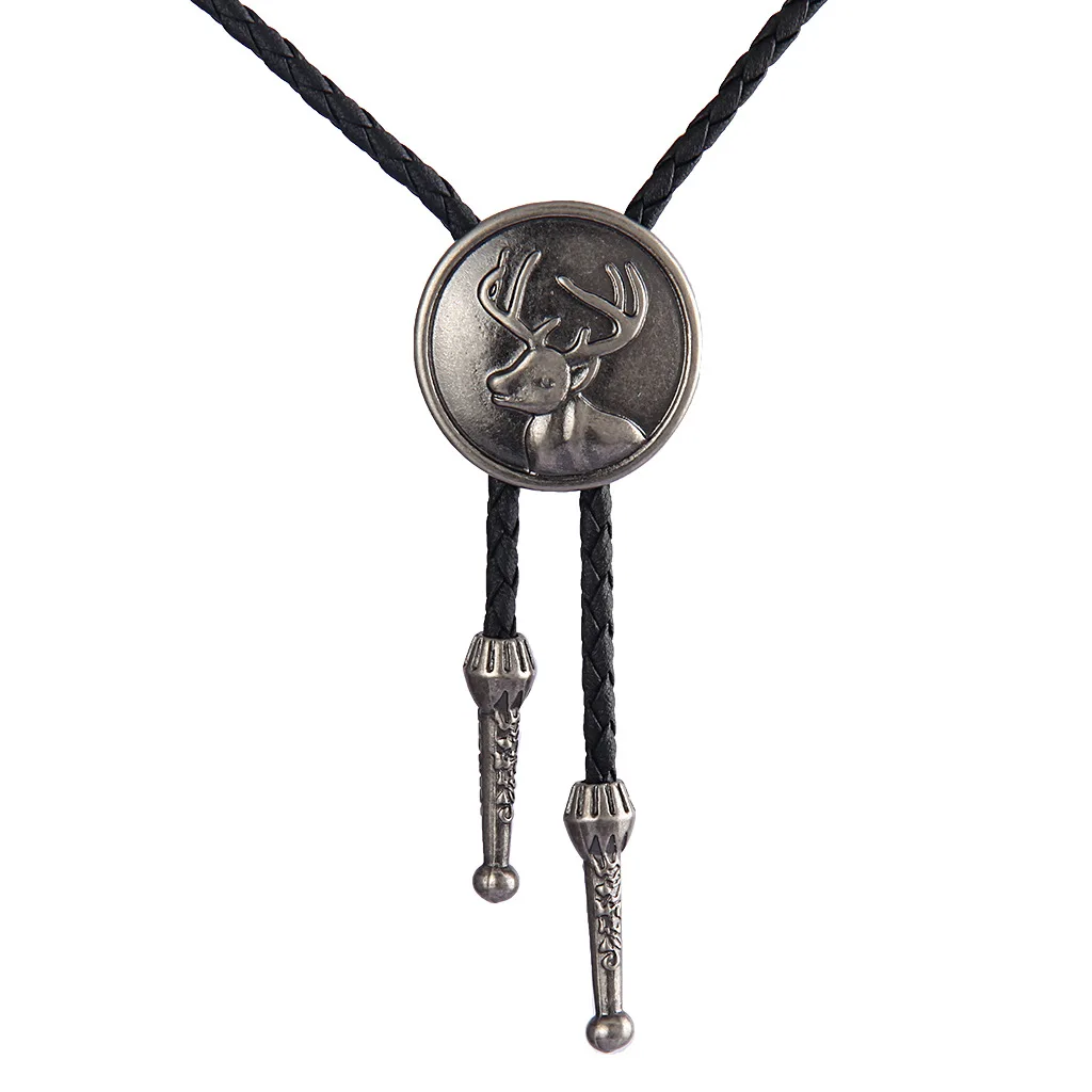 

Christmas jewelry men creative braided rope long sweater chain alloy deer pendant round necklace women