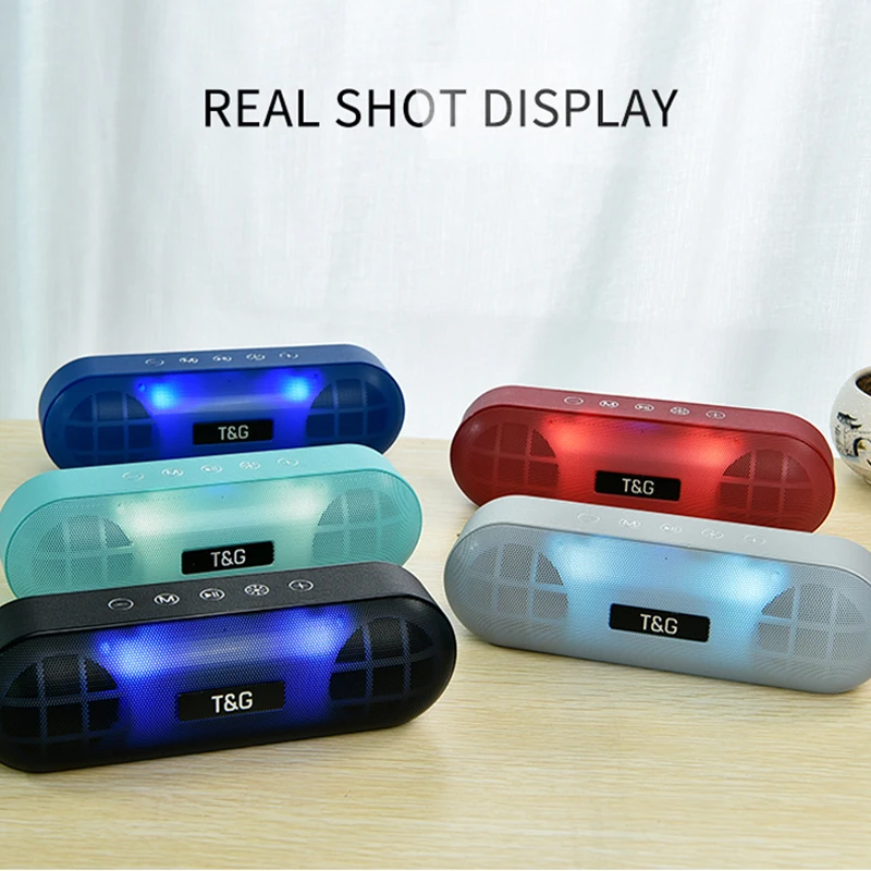 TG148 Waterproof Wireless Bluetooth Speaker Portable Support Audio Microphone TF Card FM Radio Colorful LED Light Subwoofer
