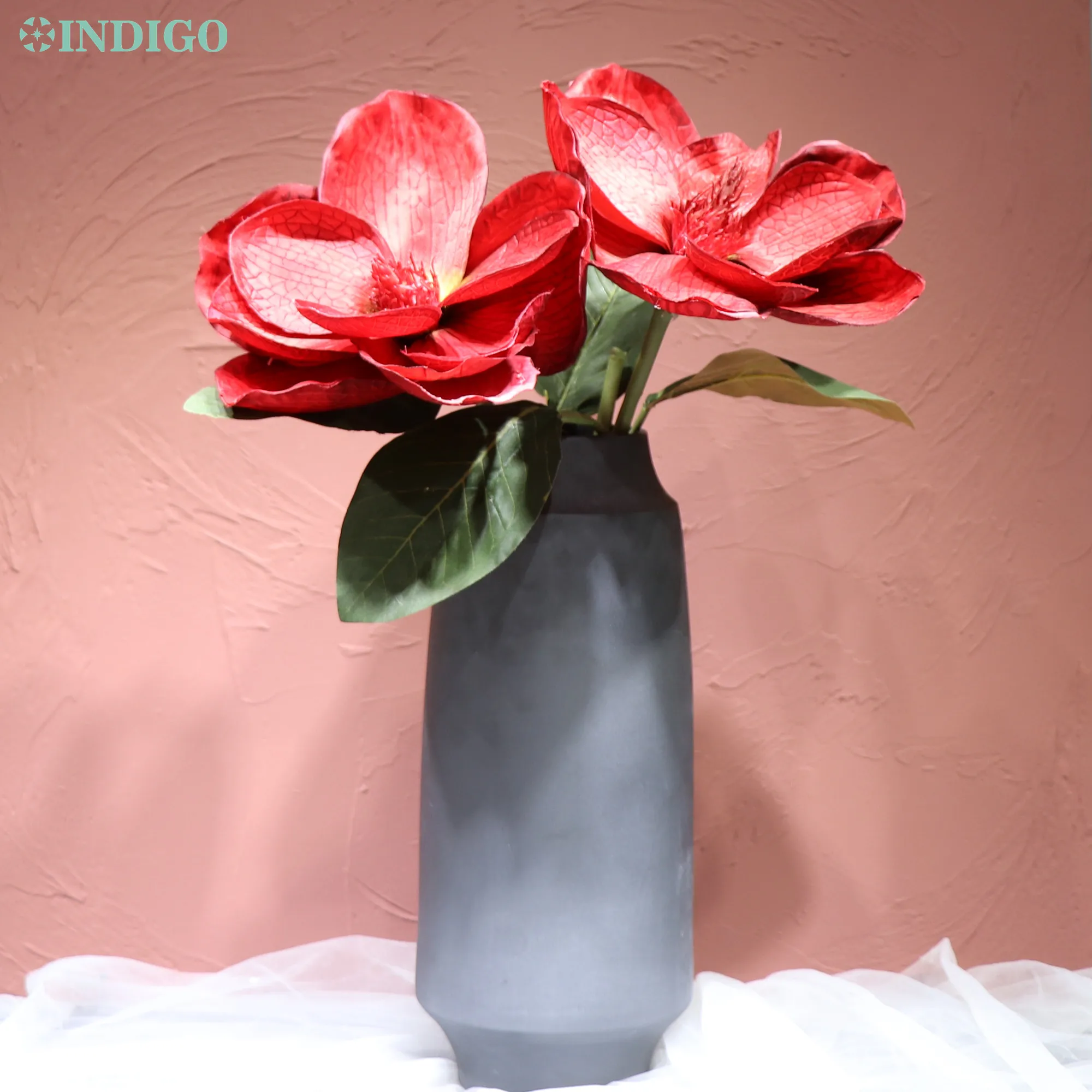Goede Indigo-Groothandel 50 Stuks Magnolia Orchidee Grote Zijden Magnolia Decoratieve Kunstbloem Wedding Flower Party Event Spiegel Bloem