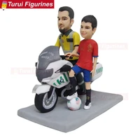 father and son motorcycle riding theme birthday cake toppers adult ceremony dolls sculptures