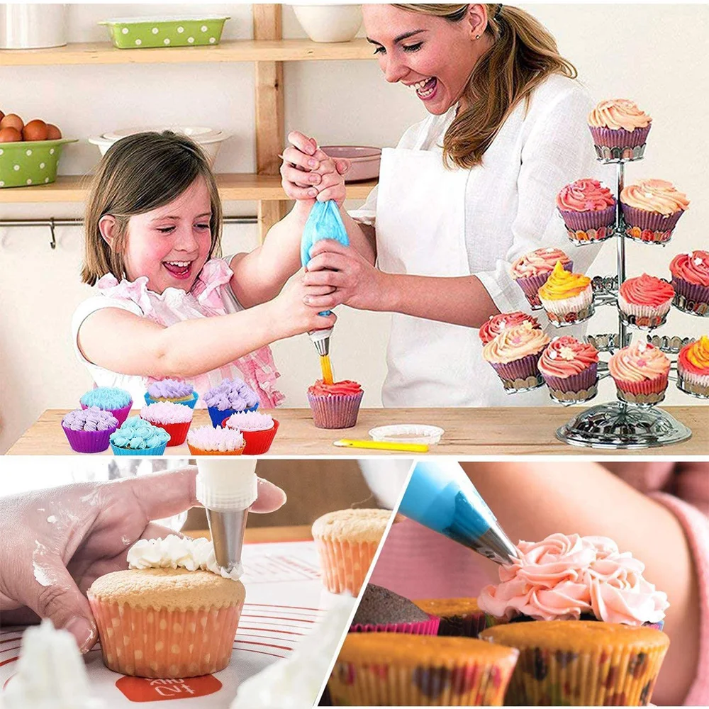 

140/82PC Cake Turntable Set Pastry Tube Fondant Tool Kitchen Dessert Baking Pastry Tools Cake Decorating Kit Bakeware
