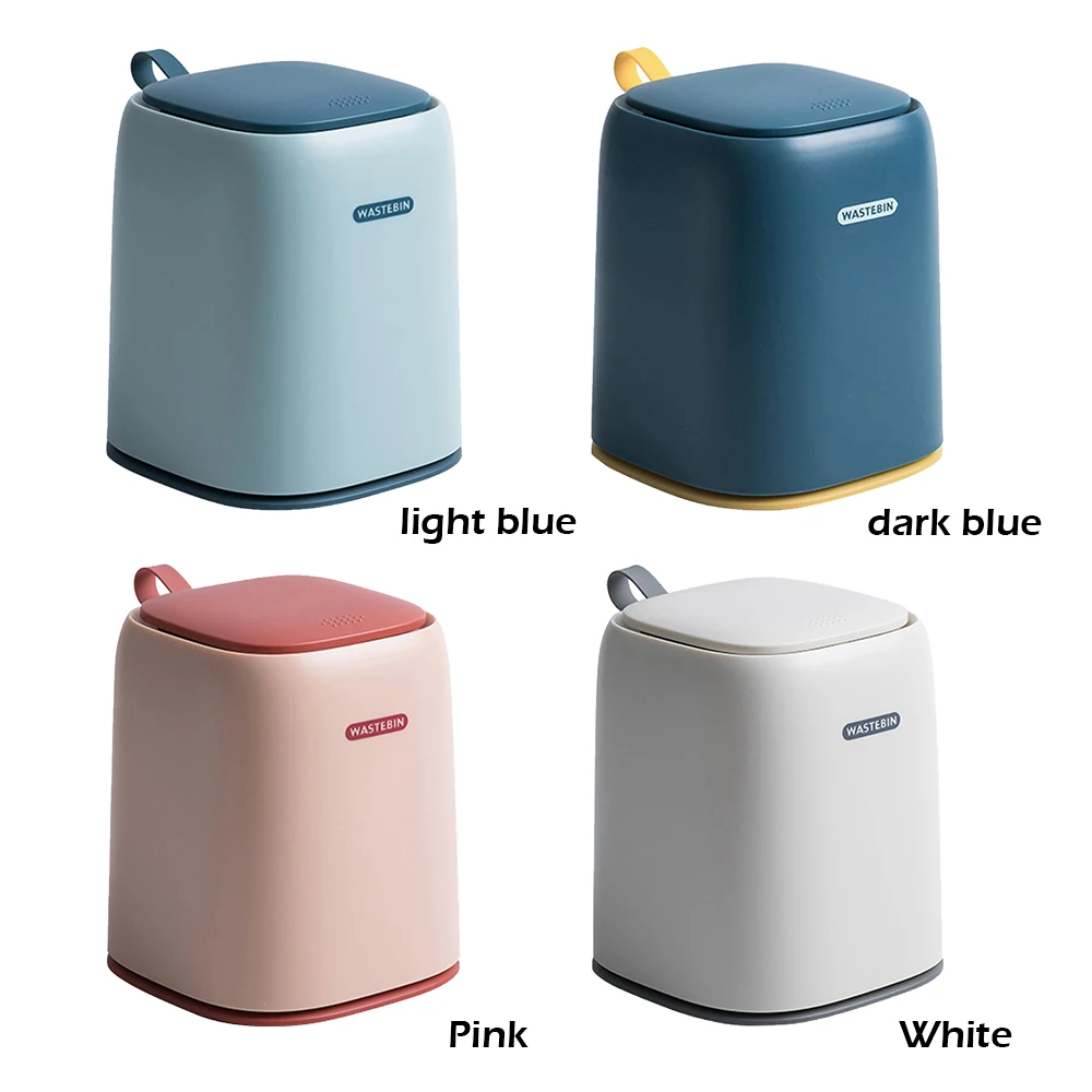 

Creative Mini Waste Bin Desktop Small Trash Can With Lid Living Room Debris Desk Storage Bucket Office and Car Supplies Trash