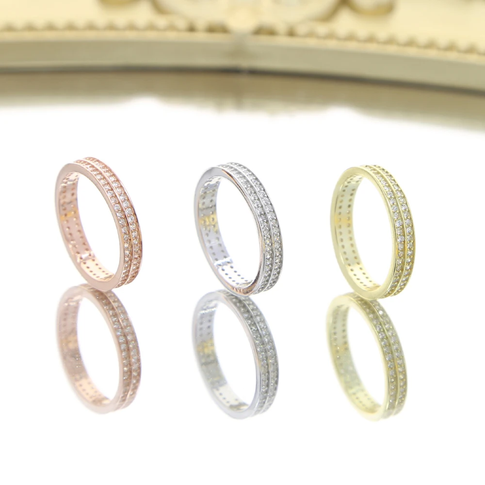 Модные 925 стерлингового серебра Одежда высшего качества CZ кольцо вечности для