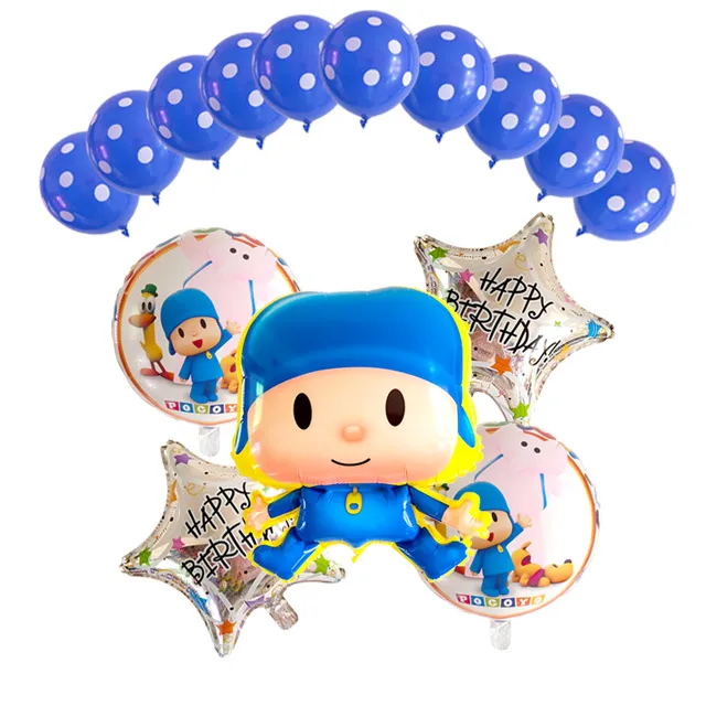 6 шт./партия Pocoyo номер фольги Воздушные шары набор детский душ День Рождения Вечеринка крестины Декор поставки детские игрушечные фигурки из мультфильма globos - Цвет: Светло-серый