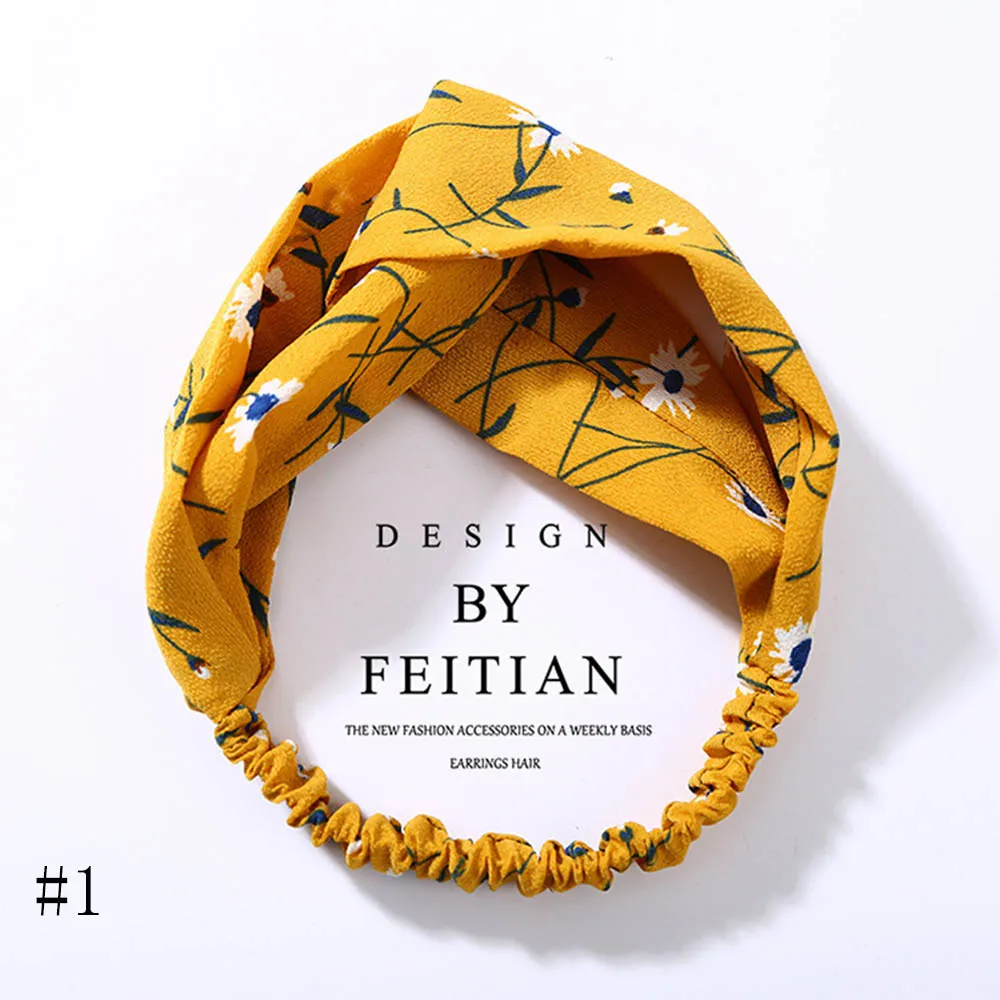 Эластичная повязка для волос в Корейском стиле женский цветочный тюрбан обруч с