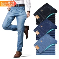 mens jeans cotton brand business casual fashion stretch straight work classic style pants trousers male plus size 28 40 42 44