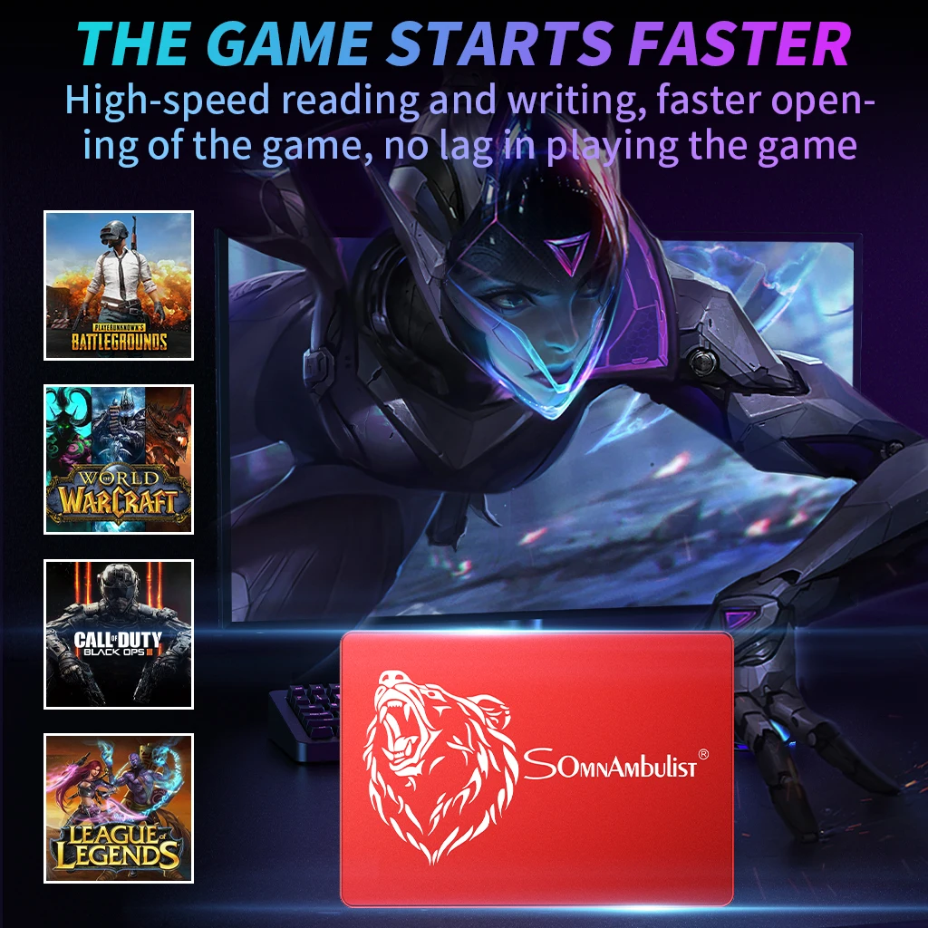 Красный металлический твердотельный накопитель SSD для настольного ПК 120 ГБ 240 2 5