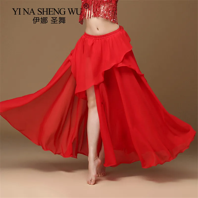 

3 Layers Big Long Skirt Sexy Dress For Women India Practice Skirt 8 Colors Performance Clothes High Split Skirt Dance Clothes