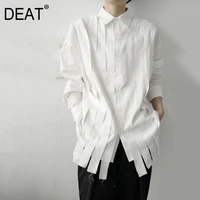 deat lapel collar single breasted simple edge desig solid color cool style shirt for women 2021 autumn winter and fit gx1037