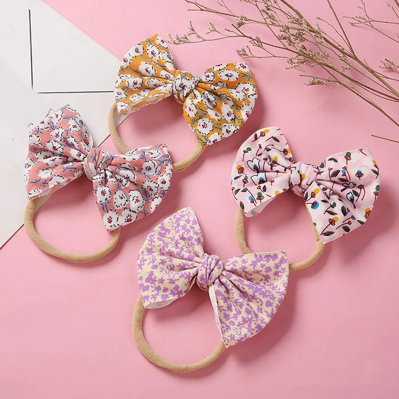 

Baby Bows Headbands Girls soft Lovely Hair Accessories For Newborn Thin Nylon Turban Traceless Infant Cute Hairband