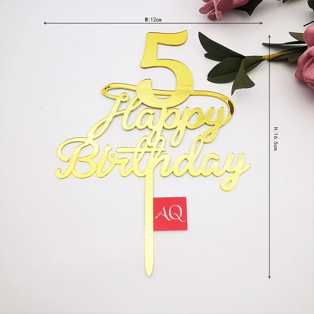 Акриловый Топпер для торта Happy Brithday1 2 3 4 5 6 7 8th цифровой Свадебный украшение на