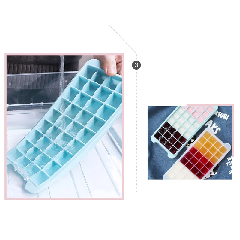 

24 Grids Ice Cubes Small Fruit Mold Silicone Ice Cream Mould With Lid Eco-Friendly Cavity Tray Ice Maker For Making Kitchen Tool
