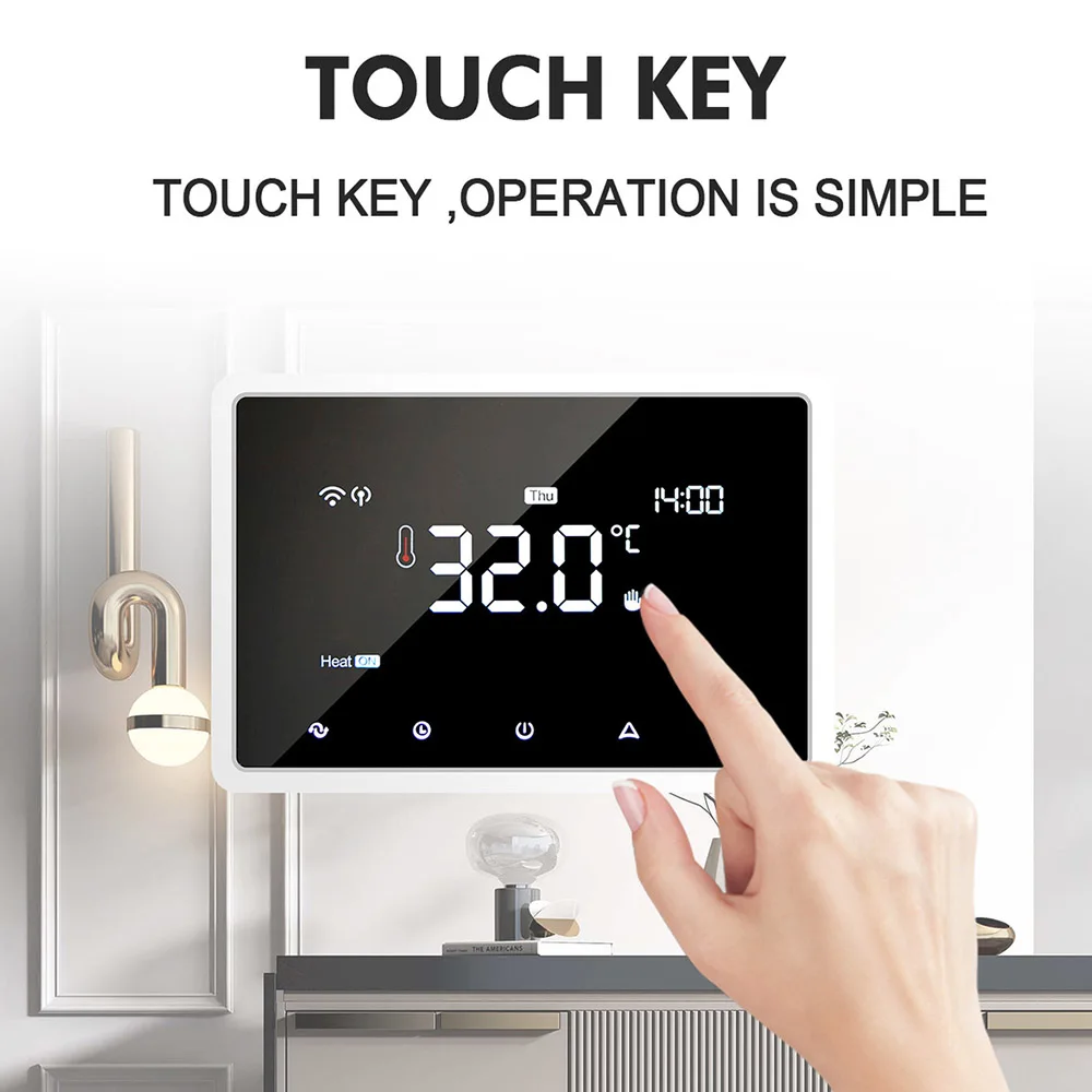 

Wi-Fi Smart Thermostat Display Touch Screen Heating Digital Temperature Controller With Celsius Fahrenheit Work