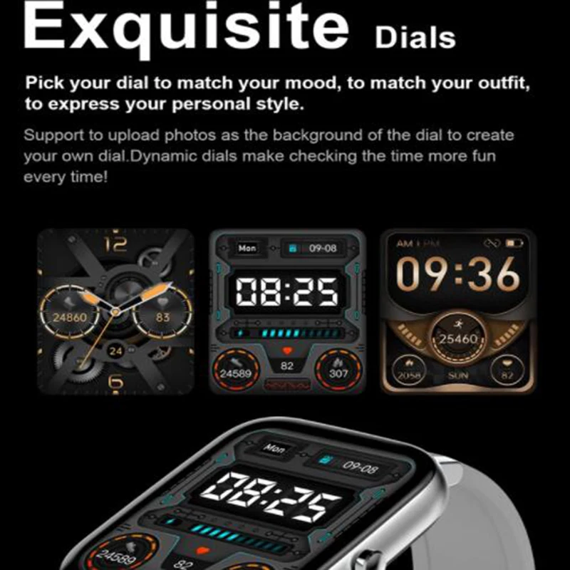 

New H80 Smart Watch Heart Rate Monitoring Men Sport Fitness Tracker 1.69Inch Touch Screen Bluetooth Clock Fashion Bracelet