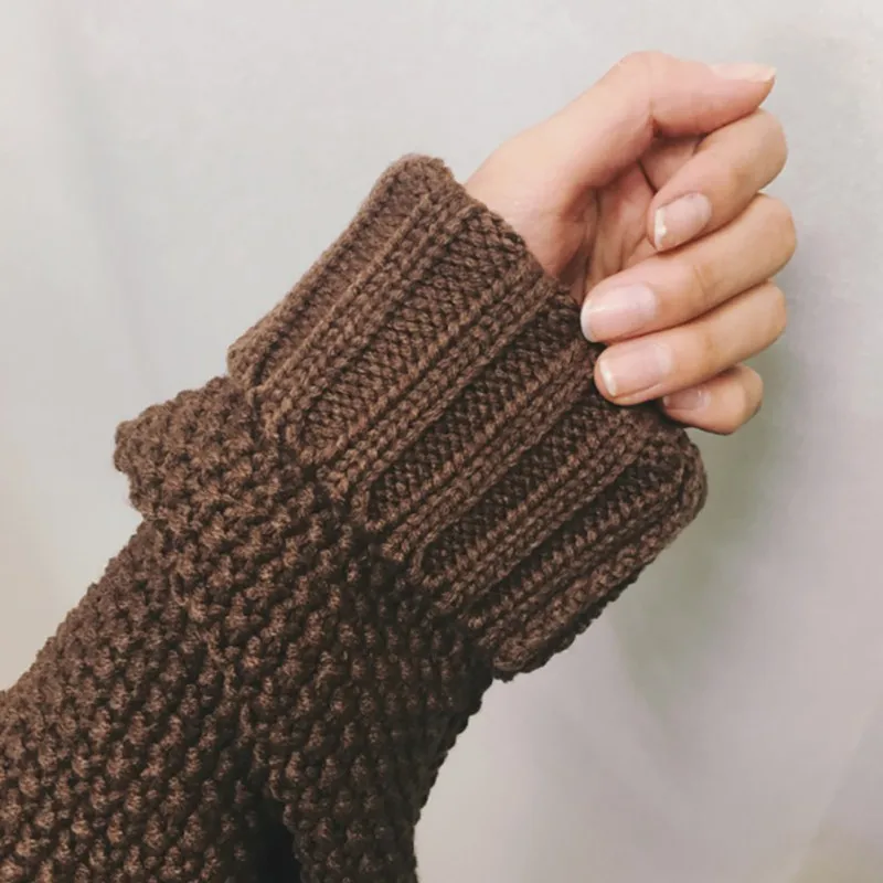 

Autumn winter New warm pullover sweater Fashion female V Neck thick knitted sweater Casual loose sweater 3Colors