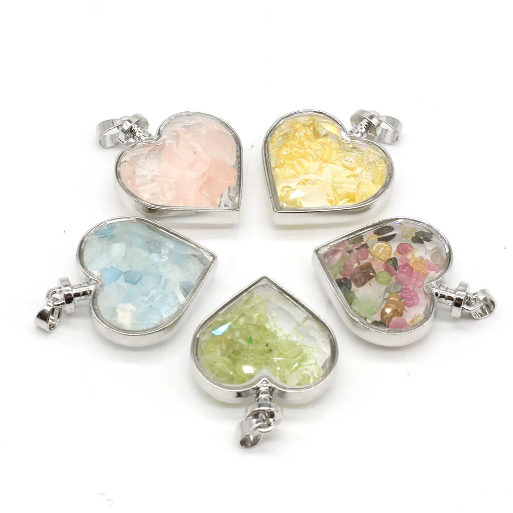 Подвеска из натурального камня в форме сердца прозрачная бутылочка желаний