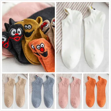 12 Женские носки, 5 пар, женские хлопковые носки с вышивкой Kawaii, короткие носки, женские носки-башмачки, женские повседневные носки - Цвет: 12