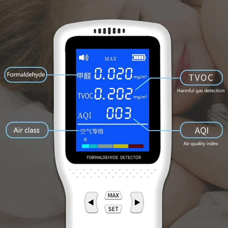 

1 Pcs Air Quality Monitor Detector for Formaldehyde TVOC AQI for Home Office 652A