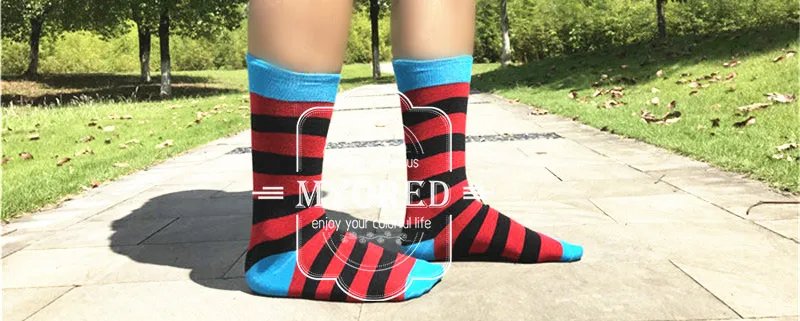 MYORED мужские уличные носки в полоску, женские, мужские, цветные, фруктовые, Мультяшные животные, чесаный хлопок, забавные носки в подарок на свадьбу